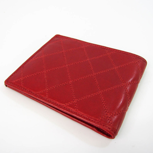 Chanel Bicolor Women's Leather Bill Wallet (bi-fold) Red Color - Picture 2 of 16